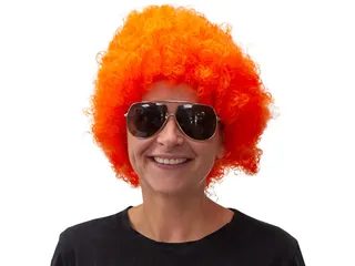 Oranje pruik met krullen - 1