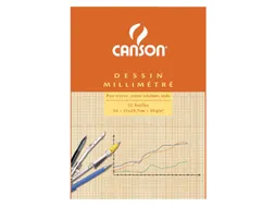 Millimeterpapier Canson bruingeel bedrukt 50vel 90gr A4 wit