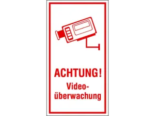 waarschuwingsetiket,Let op! Videobewaking,PVC,rood/wit,om te verlijmen - 1