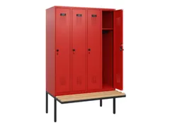 locker met bank,HxBxD 1950x1200x815mm,4vak,vak B 300mm,draaigrendel
