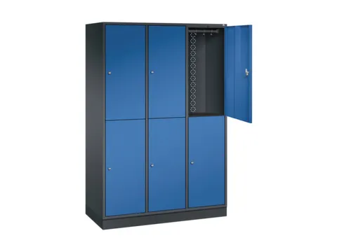 Dubbeldekse garderobekast,RAL 7035/RAL 3003,HxBxD 1950x1220x500mm