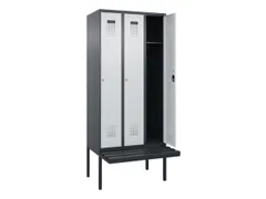 locker met bank,HxBxD 2120x900x815mm,3vak,vak B 300mm,cilinderslot