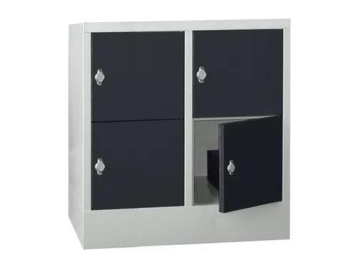 lockerkast,HxBxD 855x800x500mm,2x2vakken,RAL7035,front RAL7016