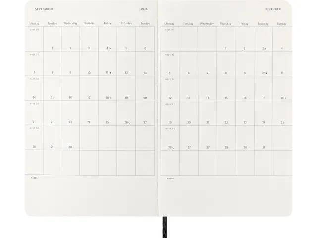 Agenda 2026 Moleskine Weekly Planner 7dag/1pagina Large Zwart