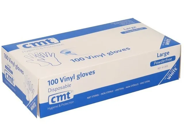 Handschoen CMT L vinyl poedervrij wit 100 stuks
