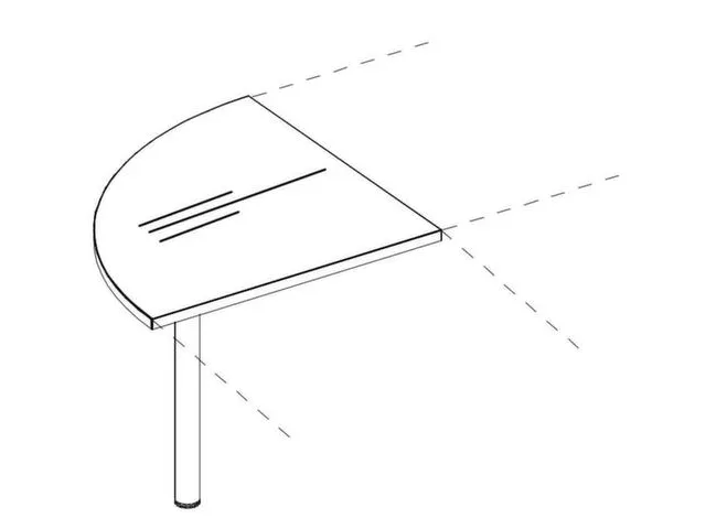 koppelelement voor bureau,90 °,HxBxD 720-840x600x600mm,rond,Bl-wit