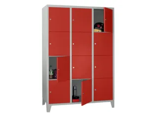 lockerkast,HxBxD 1850x1200x500mm,3x4vakken,RAL7035,front RAL3000 - 2