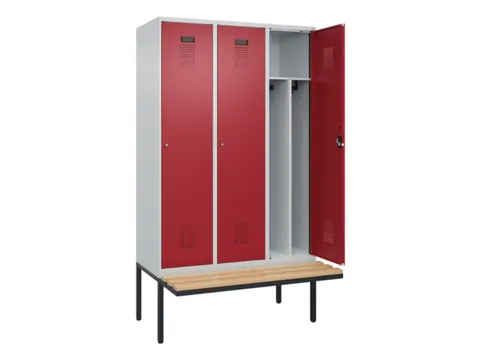 locker met bank,voor scheiding van kleding,HxBxD 2120x1200x815mm,3vak