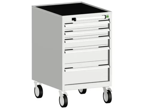 ladekast verrijdbaar 880x525x525mm 5laden RAL7035 front RAL7035