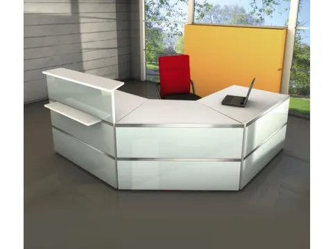 Balie Compleet 2350x2500mm Met 2 Hoeken Tassenplank Glazen Front Wit