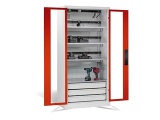 acculaadkast 1950x930x500mm 15stekkerdozen 230V ventilator fr. RAL3000 - 1