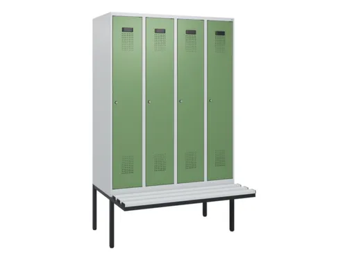 locker met bank,HxBxD 1950x1200x815mm,4vak,vak B 300mm,cilinderslot