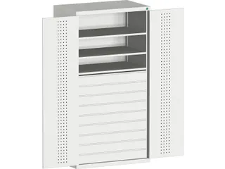 systeemkast HxBxD 2000x1050x650mm 3xStalen bodem 9laden Ral7035 - 1