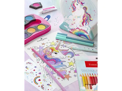 Kleurpotlood Faber-Castell Grip Unicorn 10 colour grip + 3 sparkle pas
