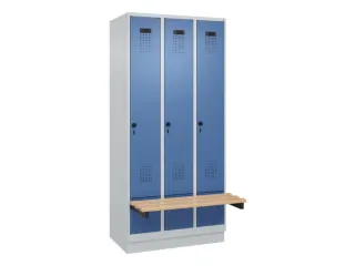 locker met bank,HxBxD 1950x900x815mm,3vak,vak B 300mm,draaigrendel - 2