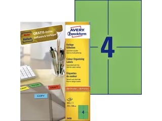Gekleurde Etiketten Avery Zweckform 105x148mm A6 Groen 400 stuks - 1