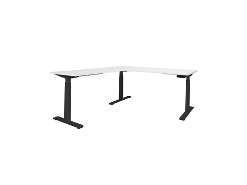 Elektrisch Hoekbureau Dextro Plus 200x200cm Frame Zwart Blad Krijtwit