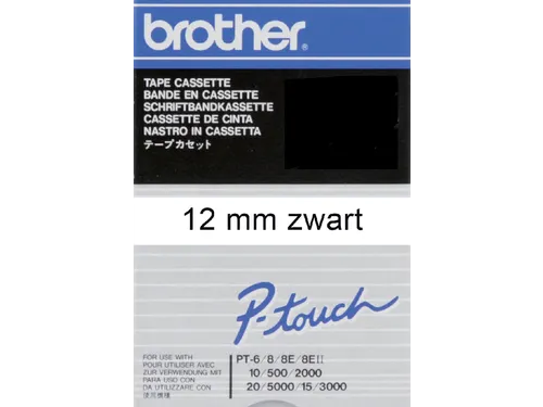 Labeltape Brother P-touch TC-201 standaard 12mm zwart op wit
