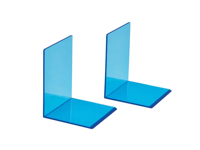 Boekensteun MAUL 10x10x13cm acryl set 2 neon blauw transparant