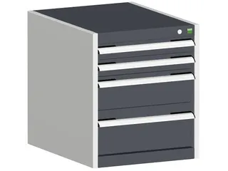 ladekast HxBxD 600x525x525mm 4laden romp RAL7035 front RAL7016 - 1