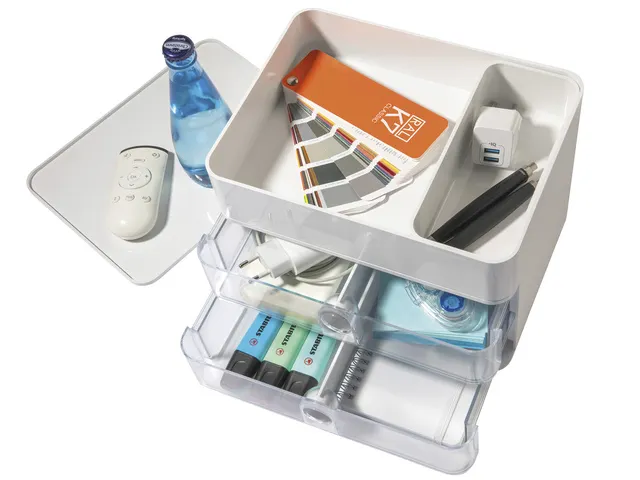 Smart-box Han Allison met 2 lades sneeuw wit/transparant, stapelbaar