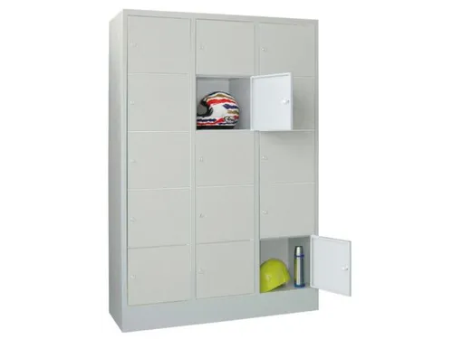 lockerkast,HxBxD 1850x1200x500mm,3x5vakken,RAL7035,front RAL7035