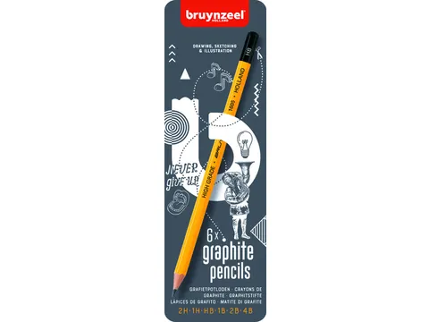 Grafietpotlood Bruynzeel Burotek blik à 6 hardheden grijs