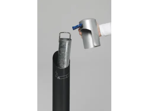Staande Asbakzuil 2 liter H 1005mm Rond Ral7021 Zilverkleurig