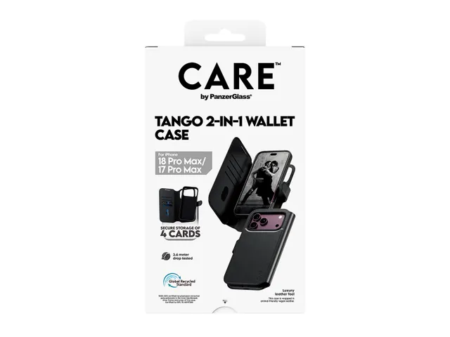 PanzerGlass CARE by Tango 2-in-1 Wallet Case Black w. MagSafe iP