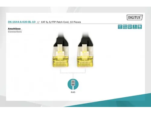 CAT 6A S/FTP PATCH CORD 10P AWG 26/7 2m