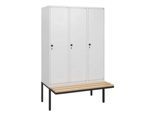 locker met bank,HxBxD 1950x1200x815mm,3vak,vak B 400mm,draaigrendel