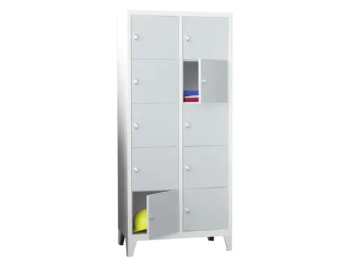 lockerkast,HxBxD 1850x800x500mm,2x5vakken,RAL7035,front RAL5010