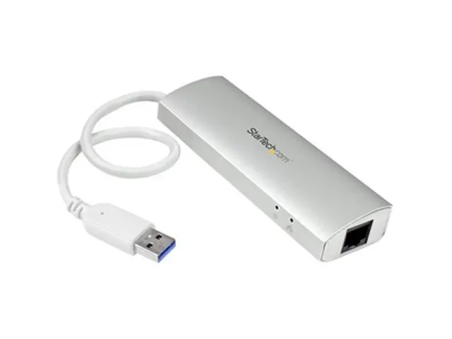 3-Poorts Draagbare USB 3.0 Hub plus GbE