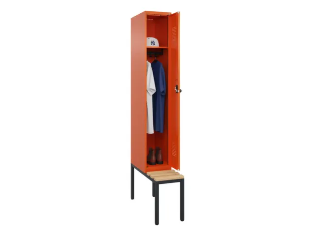 locker met bank,HxBxD 2120x300x815mm,1vak,vak B 300mm,draaigrendel