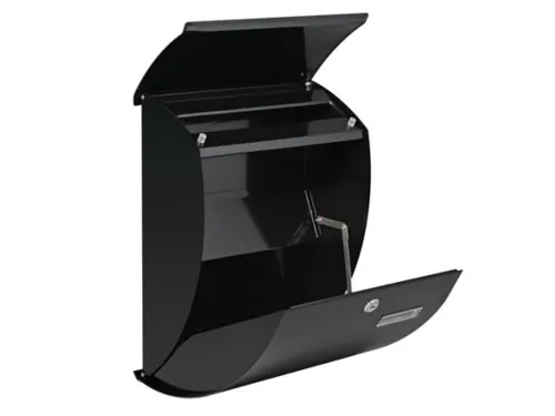 Brievenbus Nice Zwart Gebogen front, naamplaatje 2 sleutels 40x31x16cm