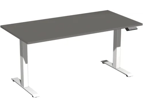 Elektrisch ihv bureau,HxBxD 630-1280x1600x800mm,blad onyxgrijs