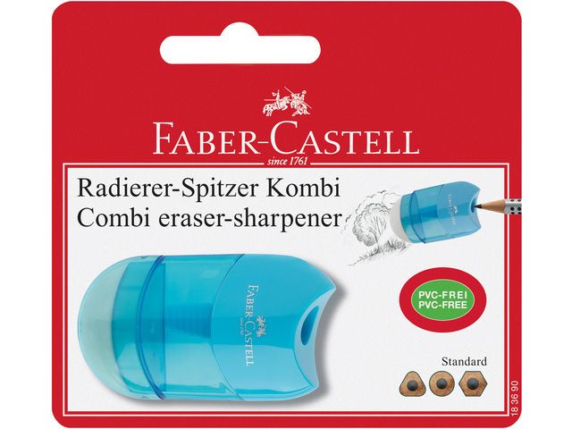 puntenslijper en gum Faber-Castell mini assorti blister | Potloodslijpers.nl