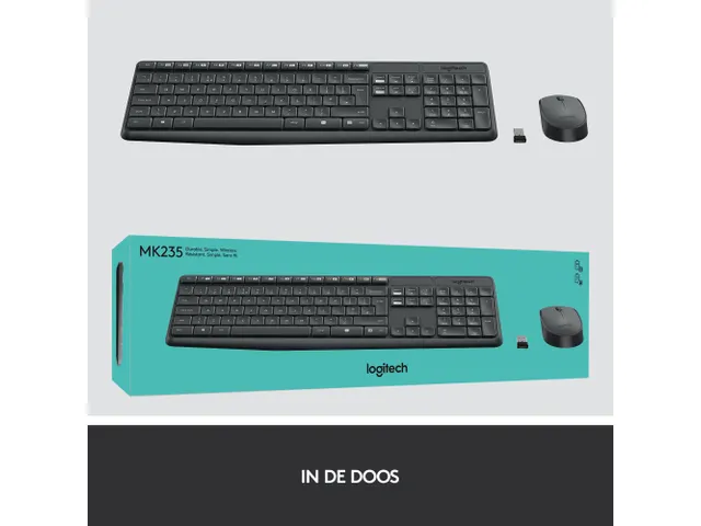 Logitech MK235 toetsenbord Inclusief muis USB QWERTZ Duits Grijs