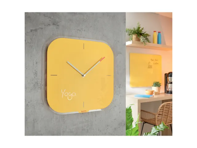 Wandklok Leitz Cosy geel glas