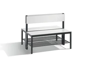 omkleedbank,HxLxD 796x1000x760mm,HPL wit,frame staal RAL7021,leuning - 1