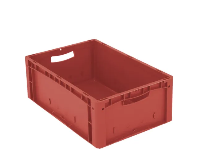 Bac gerbable EN 220x600x400mm PP parois/fond plein rouge