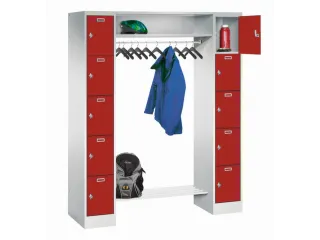 personeelsgarderobe draaigr. 1950x1500x500mm 2x5 vakken 300mm RAL3000 - 1