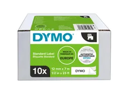 Labeltape Dymo 45013 LabelManager D1 polyester 12mm zwart op wit