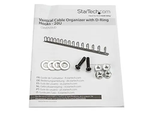 Verticale kabelmanager met D-ring haken 20U 91 cm
