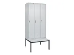 locker met bank,HxBxD 2120x900x815mm,3vak,vak B 300mm,draaigrendel