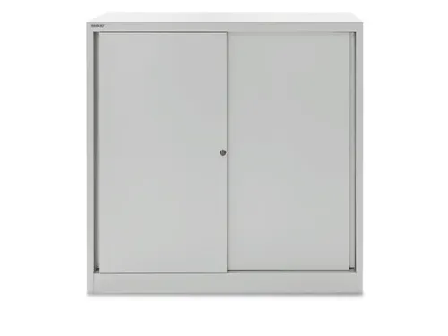 Schuifdeurkast Hxbxd 1181x1200x430mm 3oh 2legborden Staalplaat Ral7035