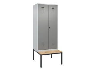 locker met bank,voor scheiding van kleding,HxBxD 2120x800x815mm,2vak - 1