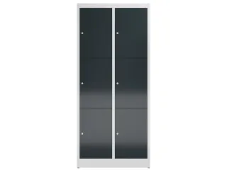 Lockerkast 1800x800x500mm 2x3 vakken cilinderslot, sokkel, RAL7016 - 2