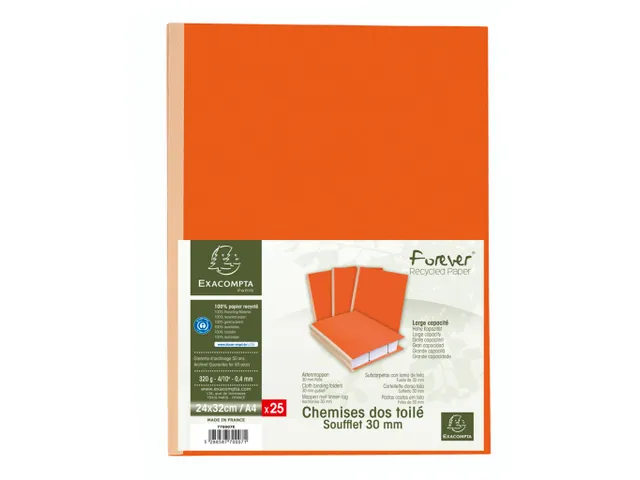 25 mappen met linnen rug FOREVER 320g/m2 24x32cm Oranje