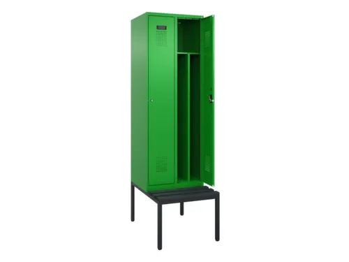 locker met bank,voor scheiding van kleding,HxBxD 2120x600x815mm,2vak